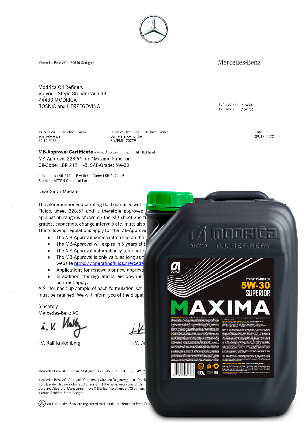 MB-Approval 228.51 - Maxima Superior SAE 5W-30 - do 09.12.2027