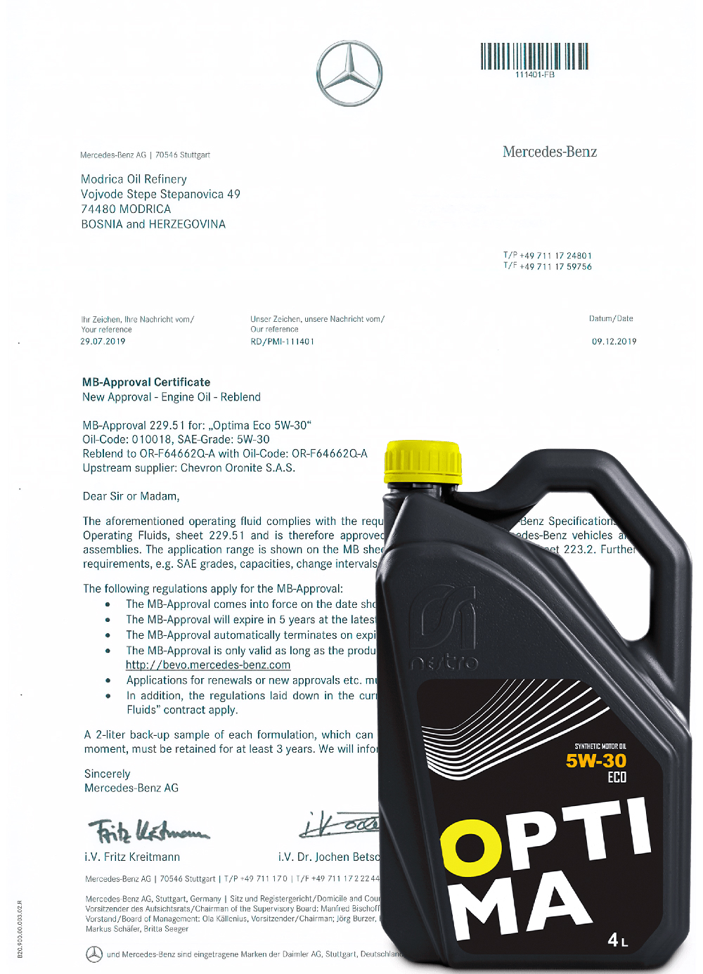 MB Approval 229.51 - Optima Eco SAE 5W-30